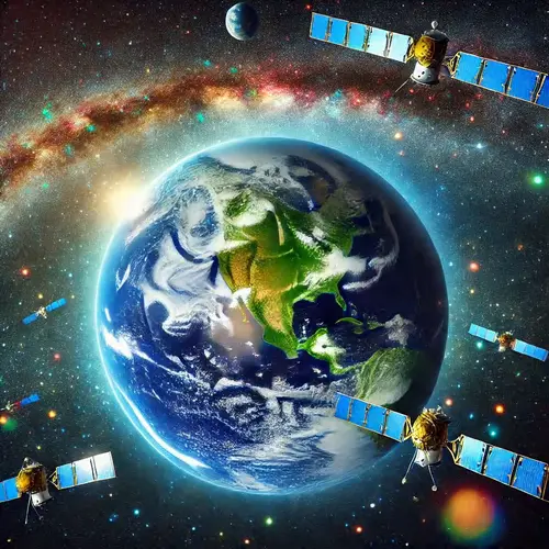 La Terra e i satelliti. Immagine creata con I.A.